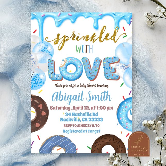 Boy Pastel Donut Sprinkled with Love Invitation Inbjudningar (Skapare uppladdad)