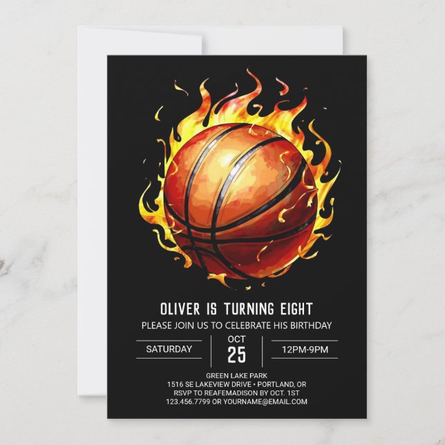 Boy Pastel Editable Basketball Birthday Inbjudningar (Framsida)