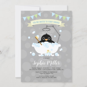 Boy Penguin Baby Shower-inbjudan Inbjudningar