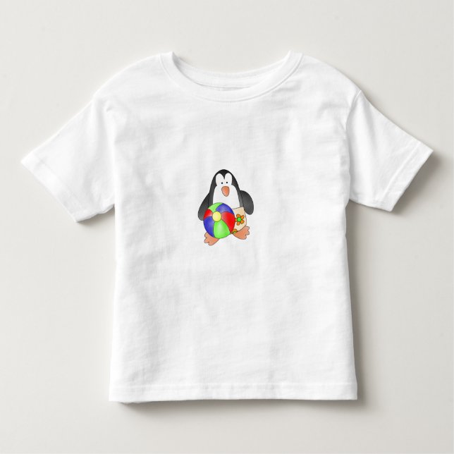 Boy Penguin vid Beach Tee Shirt (Framsida)