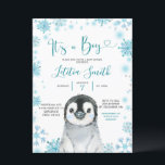 Boy Penguin Winter Snowflake Baby Shower Inbjudan<br><div class="desc">Boy Penguin Winter Snowflake Baby Shower-inbjudan</div>