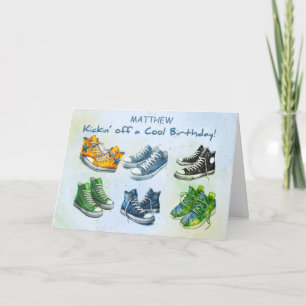 Boy Personalize Tween eller Tonåring Birthday Snea Kort