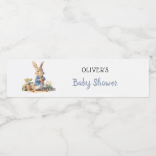Boy Peter, Rabbit Blue Baby Shower Vattenflaskor Etikett