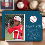 Boy Photo Baseball Boll Barn Birthday Tack Kort<br><div class="desc">Pojken Photo Baseball Boll Barn Birthday Tack för ditt kort. Modern och enkel design med en baseboll boll. Ett underbart tack på födelsedagen för dina vänner och din familj - tack för dina gåvor, kort och önskemål. Lägg till fotot och anpassa kortet med ditt namn och din text. Underbart tack...</div>