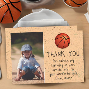 Boy Photo Basketball Boll Barn Birthday Tack Kort