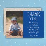 Boy Photo Modern Barn Birthday Tack Kort<br><div class="desc">Tack för ditt kort, Barn Modern Simple Birthday. Modern och enkel design. Ett underbart tack på födelsedagen för dina vänner och din familj - tack för dina gåvor, kort och önskemål. Lägg till fotot och anpassa kortet med ditt namn och din text. Underbart tack för att du fick kort för...</div>