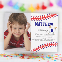 Boy Photo Sports Party Baseball Birthday Inbjudningar