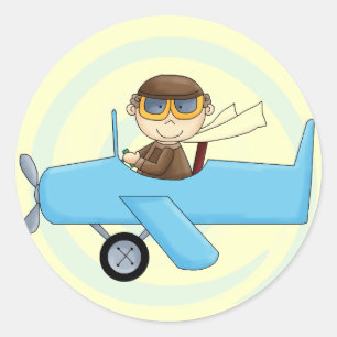 Boy Pilot Tshirts och Gifts Runt Klistermärke
