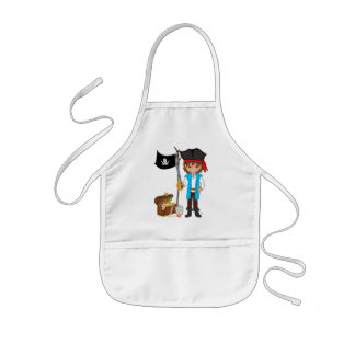 Boy Pirat med Treasure och Flagga Apron Barnförkläde