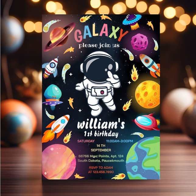Boy Planet Alien Stars Space galaxy 1st Birthday Inbjudningar (Skapare uppladdad)