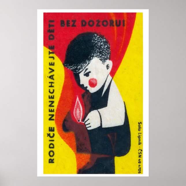 Boy Playing with Matches - Matchbox Print - Czech Poster (Framsidan)