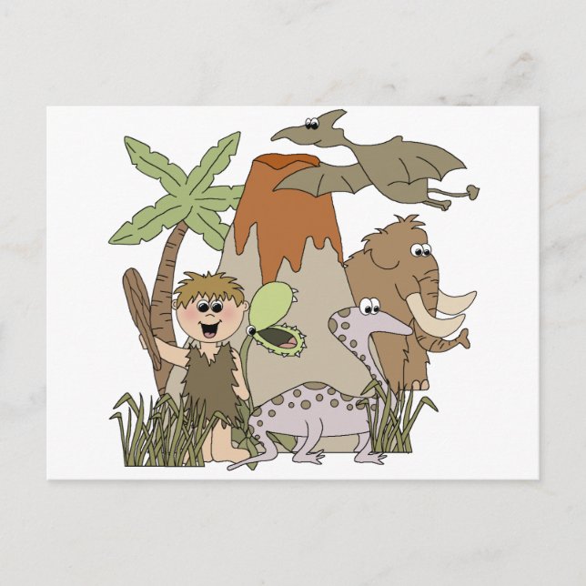 Boy Prehistorisk Life Vykort (Framsida)