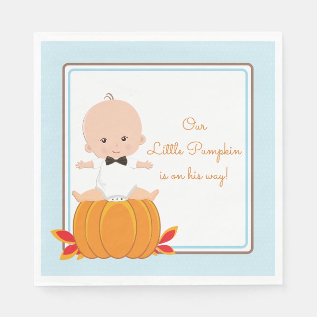 Boy Pumpkin Baby Shower Pappra Napkins Pappersservett (Framsidan)