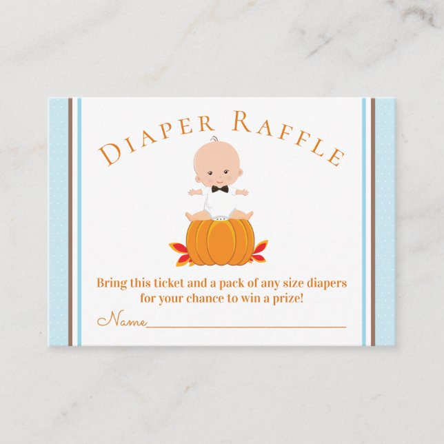 Boy Pumpkin Diaper Raffle Biljett (Framsida)