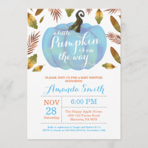 Boy Pumpkin Fall Baby Shower-inbjudan Inbjudningar