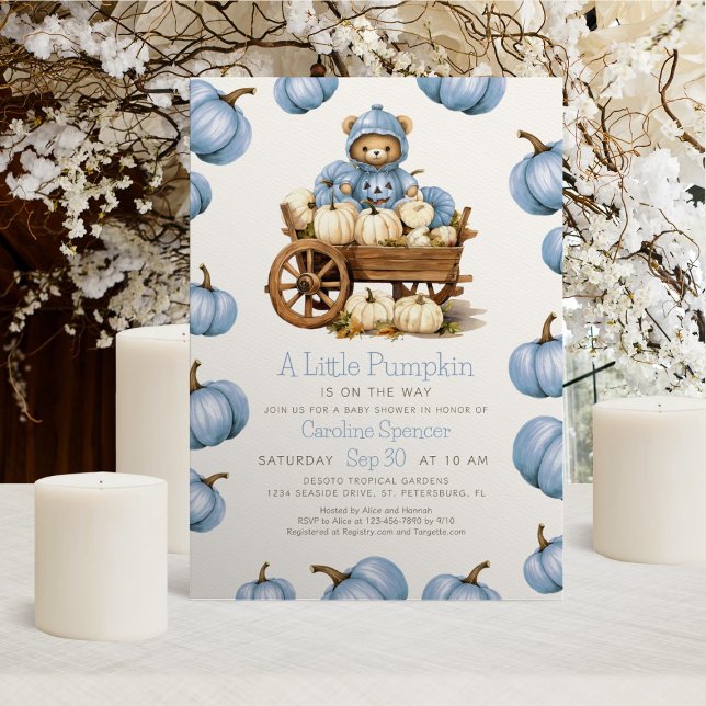 Boy Pumpkin Harvest Autumn Baby Shower Inbjudningar (Skapare uppladdad)