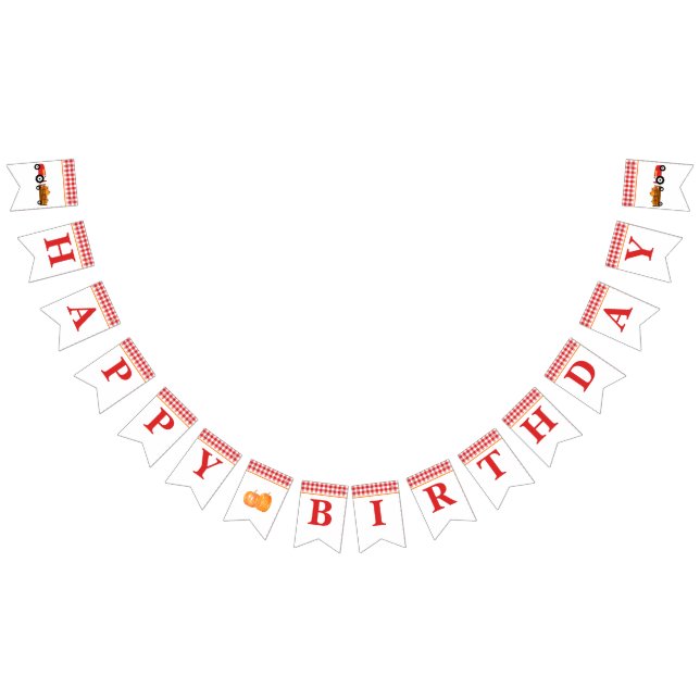 Boy Pumpkin Patch Tractor Red Birthday Banner Vimplar (Alla)