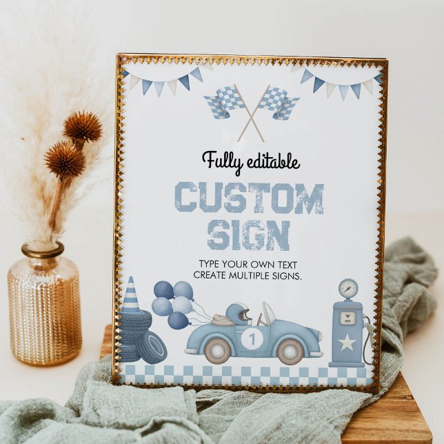 Boy Race Car Birthday Party Table Sign Poster (Skapare uppladdad)
