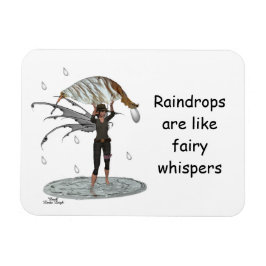 Boy Rain Fairy med Löv Flexible Magnet
