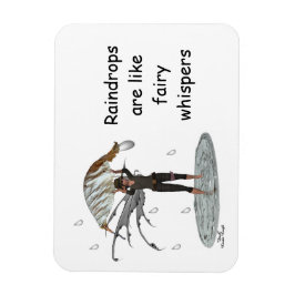 Boy Rain Fairy med Löv Flexible Magnet