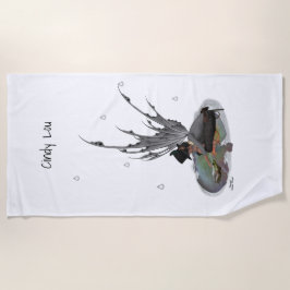 Boy Rain Fairy with Frog Beach Towel