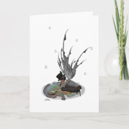 Boy Rain Fairy with Frog Birthday Card Kort