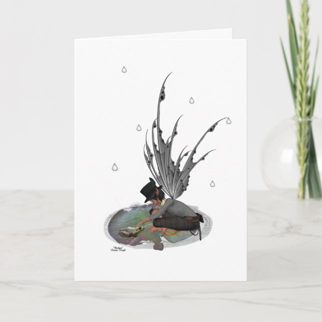 Boy Rain Fairy with Frog Birthday Card Kort (Framsida)