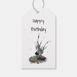 Boy Rain Fairy with Frog Gift Märkre Presentetikett