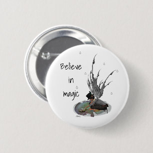 Boy Rain Fairy with Frog Pin Button Knapp