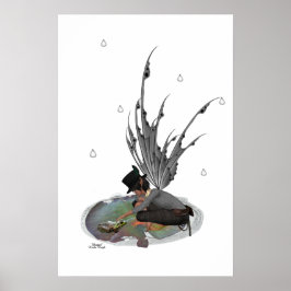 Boy Rain Fairy with Frog Poster