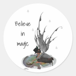 Boy Rain Fairy with Frog Stickers Runt Klistermärke