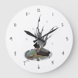 Boy Rain Fairy with Frog Wall Clock Stor Klocka