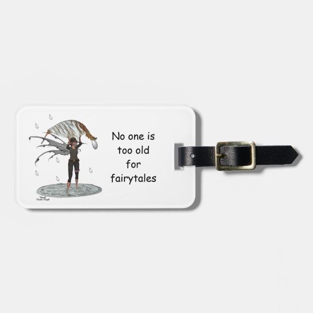 Boy Rain Fairy with Löv Luggage Tag Bagagebricka (Horisontell Framsida)