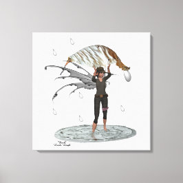 Boy Rain Fairy with Löv Stretched Kanvastryck