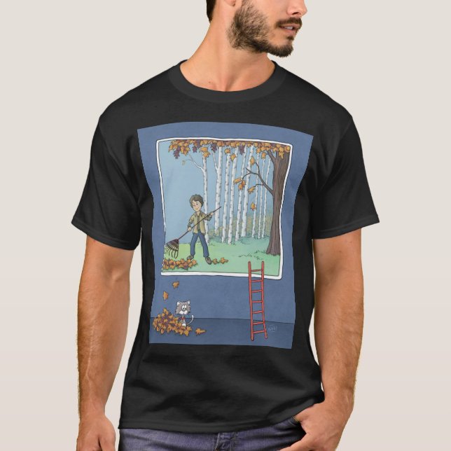 Boy raking lövs T-Shirt (Framsida)
