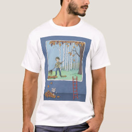 Boy raking lövs T-Shirt