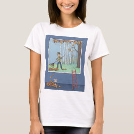 Boy raking lövs T-Shirt