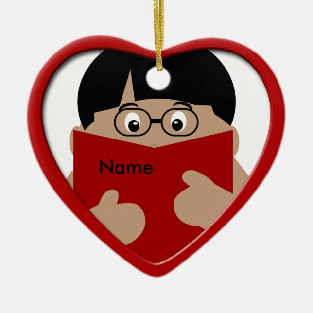 Boy Reading jul Heart Ornament 1 (Framsidan)