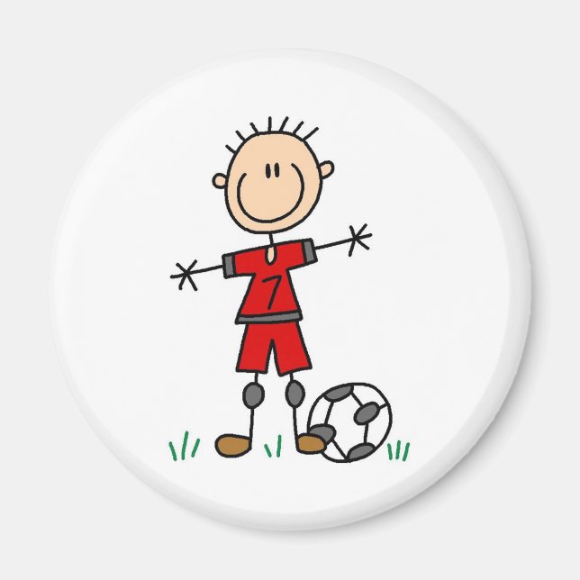 Boy Red Uniform Soccer Magnet (Framsidan)