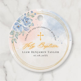 Boy religiösa baptism blommigt vattencolor modern gåvor etiketter