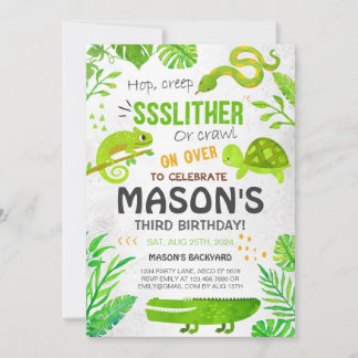Boy Reptile Animals Birthday Inbjudningar