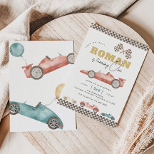 Boy Retro Tävling Car Födelsedagsfest