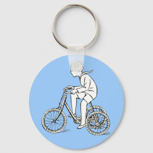 Boy Riding Antique Tricle Nyckelring