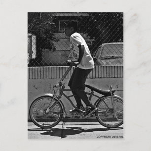 Boy Riding Bike Vykort