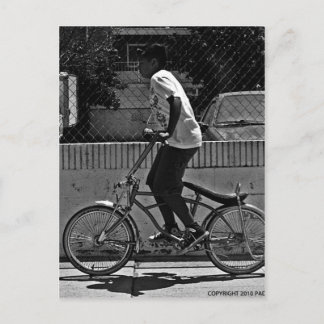 Boy Riding Bike Vykort