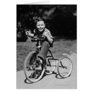 Boy Riding Tricycle Hälsningskort