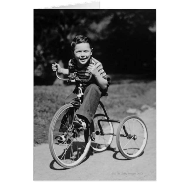 Boy Riding Tricycle Hälsningskort (Framsidan)