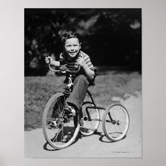 Boy Riding Tricycle Poster (Framsidan)