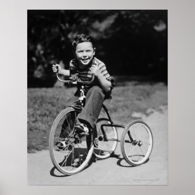 Boy Riding Tricycle Poster (Framsidan)