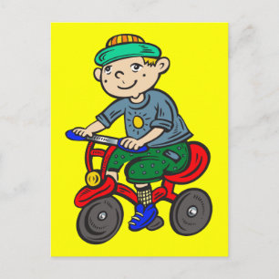 Boy Riding Tricycle Vykort